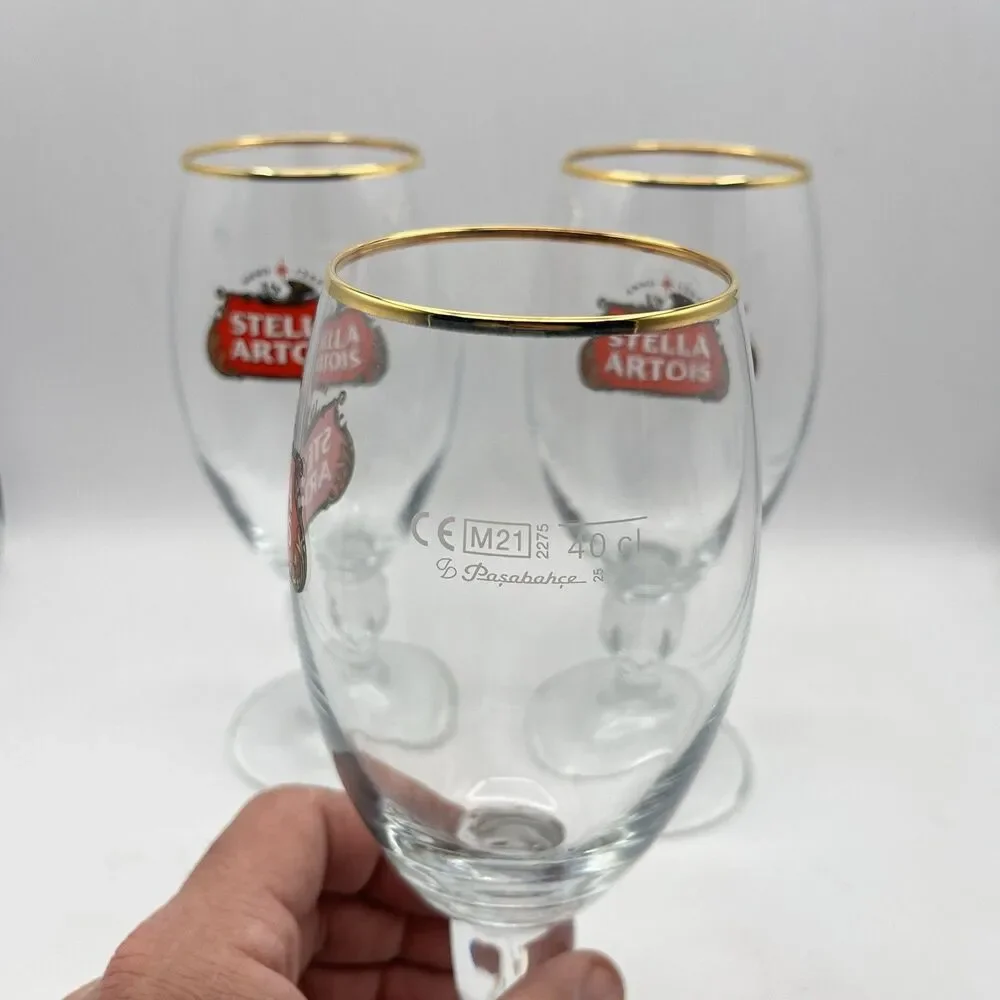 14 oz Stella Artois Belgium crystal mug beer glass 40 cl Lot of 3